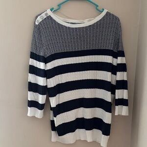 Karen Scott Navy and White Striped Sweater